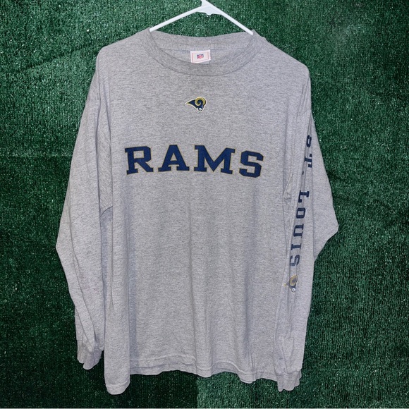 vintage Y2K St Louis Rams Gray Longsleeve Shirt L NFL tag STL LA - Picture 1 of 5